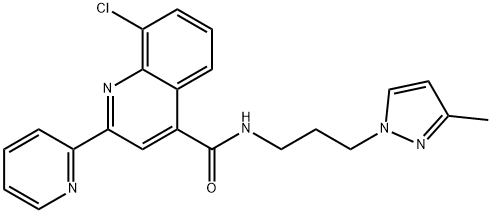 8-chloro-N-[3-(3-methylpyrazol-1-yl)propyl]-2-pyridin-2-ylquinoline-4-carboxamide Struktur