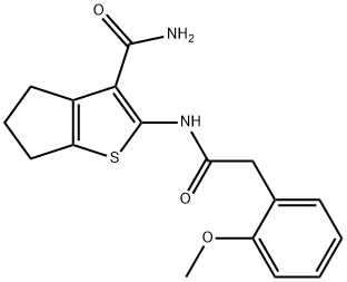 2-[[2-(2-methoxyphenyl)acetyl]amino]-5,6-dihydro-4H-cyclopenta[b]thiophene-3-carboxamide Struktur