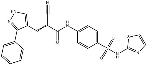 (E)-2-cyano-3-(5-phenyl-1H-pyrazol-4-yl)-N-[4-(1,3-thiazol-2-ylsulfamoyl)phenyl]prop-2-enamide Struktur