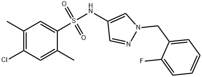 4-chloro-N-[1-[(2-fluorophenyl)methyl]pyrazol-4-yl]-2,5-dimethylbenzenesulfonamide Struktur