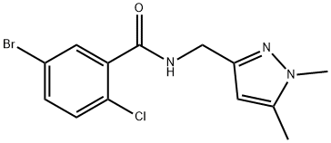 5-bromo-2-chloro-N-[(1,5-dimethylpyrazol-3-yl)methyl]benzamide Struktur