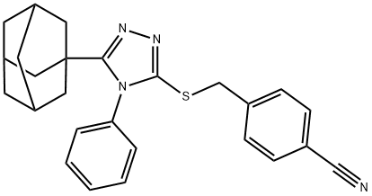 4-[[5-(1-adamantyl)-4-phenyl-1,2,4-triazol-3-yl]sulfanylmethyl]benzonitrile Struktur