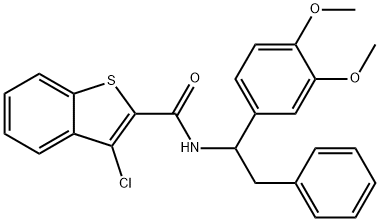 3-chloro-N-[1-(3,4-dimethoxyphenyl)-2-phenylethyl]-1-benzothiophene-2-carboxamide Struktur