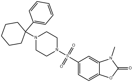 3-methyl-5-[4-(1-phenylcyclohexyl)piperazin-1-yl]sulfonyl-1,3-benzoxazol-2-one Struktur