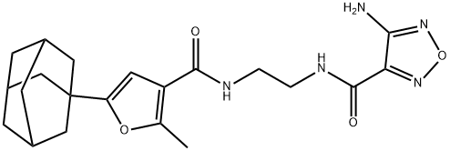 N-[2-[[5-(1-adamantyl)-2-methylfuran-3-carbonyl]amino]ethyl]-4-amino-1,2,5-oxadiazole-3-carboxamide Struktur