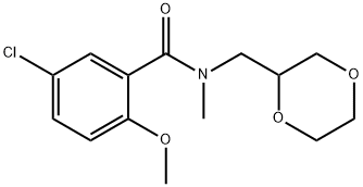 5-chloro-N-(1,4-dioxan-2-ylmethyl)-2-methoxy-N-methylbenzamide Struktur