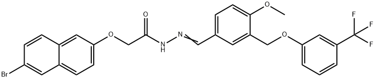 2-(6-bromonaphthalen-2-yl)oxy-N-[(Z)-[4-methoxy-3-[[3-(trifluoromethyl)phenoxy]methyl]phenyl]methylideneamino]acetamide Struktur