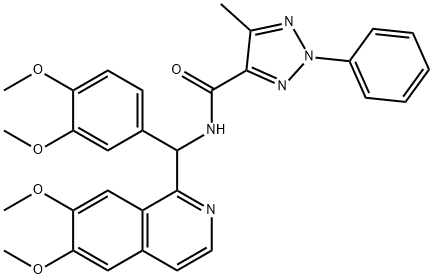 N-[(6,7-dimethoxyisoquinolin-1-yl)-(3,4-dimethoxyphenyl)methyl]-5-methyl-2-phenyltriazole-4-carboxamide Struktur