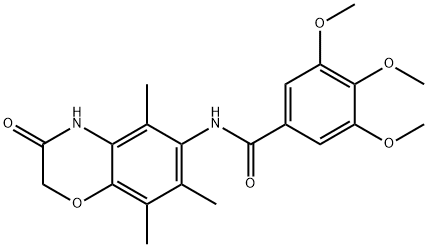 3,4,5-trimethoxy-N-(5,7,8-trimethyl-3-oxo-4H-1,4-benzoxazin-6-yl)benzamide Struktur