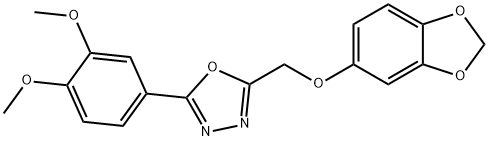 2-(1,3-benzodioxol-5-yloxymethyl)-5-(3,4-dimethoxyphenyl)-1,3,4-oxadiazole Struktur