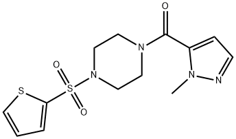 (2-methylpyrazol-3-yl)-(4-thiophen-2-ylsulfonylpiperazin-1-yl)methanone Struktur