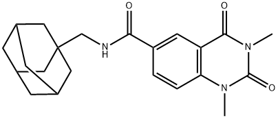 N-(1-adamantylmethyl)-1,3-dimethyl-2,4-dioxoquinazoline-6-carboxamide Struktur