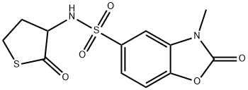 3-methyl-2-oxo-N-(2-oxothiolan-3-yl)-1,3-benzoxazole-5-sulfonamide Struktur