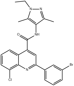 2-(3-bromophenyl)-8-chloro-N-(1-ethyl-3,5-dimethylpyrazol-4-yl)quinoline-4-carboxamide Struktur