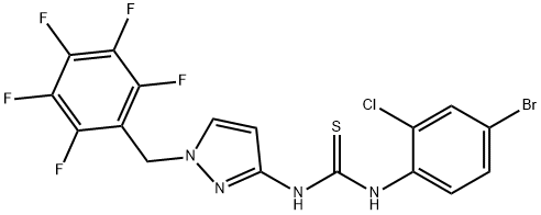 1-(4-bromo-2-chlorophenyl)-3-[1-[(2,3,4,5,6-pentafluorophenyl)methyl]pyrazol-3-yl]thiourea Struktur