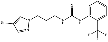 1-[3-(4-bromopyrazol-1-yl)propyl]-3-[2-(trifluoromethyl)phenyl]urea Struktur