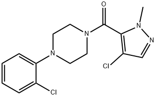 (4-chloro-2-methylpyrazol-3-yl)-[4-(2-chlorophenyl)piperazin-1-yl]methanone Struktur