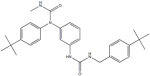 1-[(4-tert-butylphenyl)methyl]-3-[3-[(4-tert-butylphenyl)methylcarbamoylamino]phenyl]urea Struktur