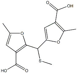 2-[(4-carboxy-5-methylfuran-2-yl)methylsulfanylmethyl]-5-methylfuran-3-carboxylic acid Struktur