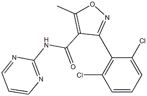 3-(2,6-dichlorophenyl)-5-methyl-N-pyrimidin-2-yl-1,2-oxazole-4-carboxamide Struktur