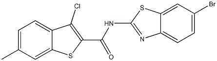 N-(6-bromo-1,3-benzothiazol-2-yl)-3-chloro-6-methyl-1-benzothiophene-2-carboxamide Struktur