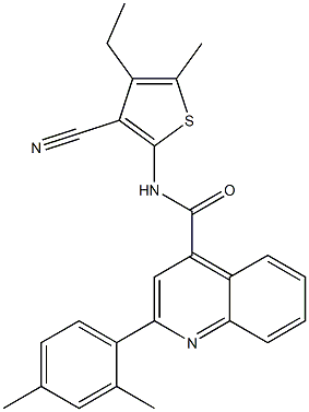 N-(3-cyano-4-ethyl-5-methylthiophen-2-yl)-2-(2,4-dimethylphenyl)quinoline-4-carboxamide Struktur