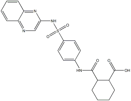 2-[[4-(quinoxalin-2-ylsulfamoyl)phenyl]carbamoyl]cyclohexane-1-carboxylic acid Struktur