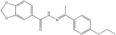 N-[(E)-1-(4-propylphenyl)ethylideneamino]-1,3-benzodioxole-5-carboxamide Struktur