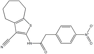 N-(3-cyano-5,6,7,8-tetrahydro-4H-cyclohepta[b]thiophen-2-yl)-2-(4-nitrophenyl)acetamide Struktur