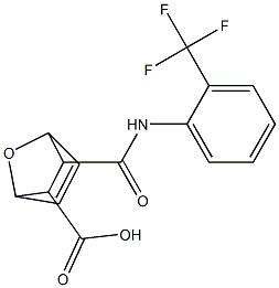 2-[[2-(trifluoromethyl)phenyl]carbamoyl]-7-oxabicyclo[2.2.1]hept-5-ene-3-carboxylic acid Struktur