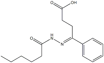 (4E)-4-(hexanoylhydrazinylidene)-4-phenylbutanoic acid Struktur