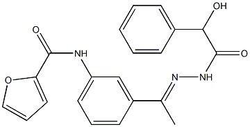 N-[3-[(E)-N-[(2-hydroxy-2-phenylacetyl)amino]-C-methylcarbonimidoyl]phenyl]furan-2-carboxamide Struktur