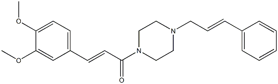 (E)-3-(3,4-dimethoxyphenyl)-1-[4-[(E)-3-phenylprop-2-enyl]piperazin-1-yl]prop-2-en-1-one Struktur