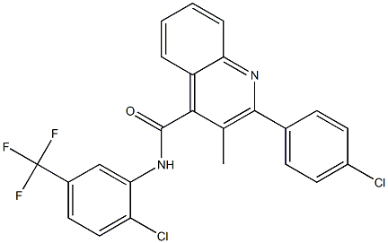 2-(4-chlorophenyl)-N-[2-chloro-5-(trifluoromethyl)phenyl]-3-methylquinoline-4-carboxamide Struktur