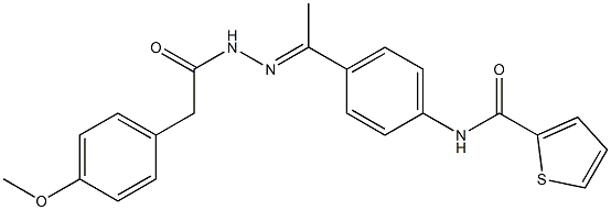 N-[4-[(E)-N-[[2-(4-methoxyphenyl)acetyl]amino]-C-methylcarbonimidoyl]phenyl]thiophene-2-carboxamide Struktur