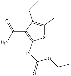 ethyl N-(3-carbamoyl-4-ethyl-5-methylthiophen-2-yl)carbamate Struktur