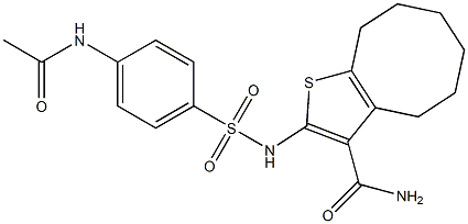 2-[(4-acetamidophenyl)sulfonylamino]-4,5,6,7,8,9-hexahydrocycloocta[b]thiophene-3-carboxamide Struktur