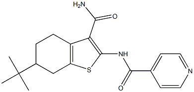 N-(6-tert-butyl-3-carbamoyl-4,5,6,7-tetrahydro-1-benzothiophen-2-yl)pyridine-4-carboxamide Struktur