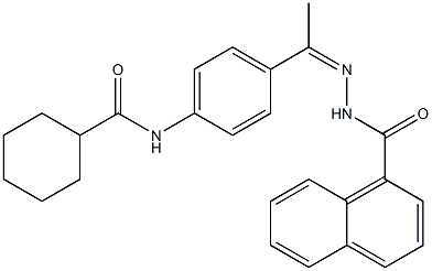 N-[(Z)-1-[4-(cyclohexanecarbonylamino)phenyl]ethylideneamino]naphthalene-1-carboxamide Struktur