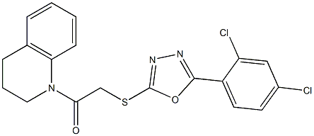 2-[[5-(2,4-dichlorophenyl)-1,3,4-oxadiazol-2-yl]sulfanyl]-1-(3,4-dihydro-2H-quinolin-1-yl)ethanone Struktur