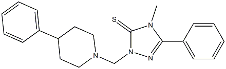 4-methyl-5-phenyl-2-[(4-phenylpiperidin-1-yl)methyl]-1,2,4-triazole-3-thione Struktur