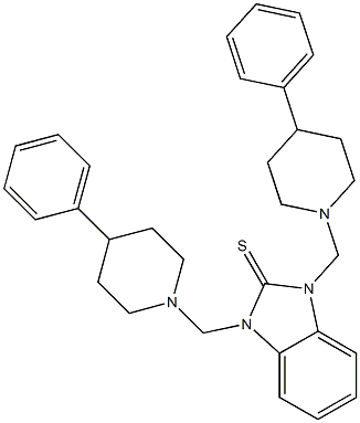 1,3-bis[(4-phenylpiperidin-1-yl)methyl]benzimidazole-2-thione Struktur