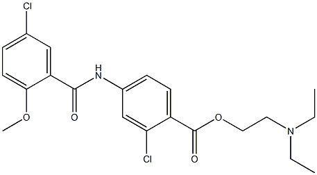 2-(diethylamino)ethyl 2-chloro-4-[(5-chloro-2-methoxybenzoyl)amino]benzoate Struktur