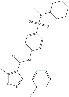 3-(2-chlorophenyl)-N-[4-[cyclohexyl(methyl)sulfamoyl]phenyl]-5-methyl-1,2-oxazole-4-carboxamide Struktur