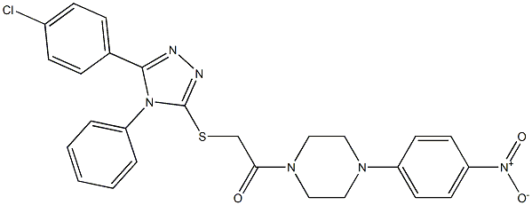 2-[[5-(4-chlorophenyl)-4-phenyl-1,2,4-triazol-3-yl]sulfanyl]-1-[4-(4-nitrophenyl)piperazin-1-yl]ethanone Struktur