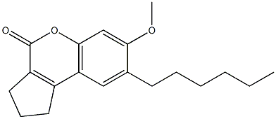 8-hexyl-7-methoxy-2,3-dihydro-1H-cyclopenta[c]chromen-4-one Struktur