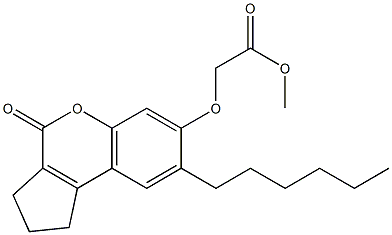 methyl 2-[(8-hexyl-4-oxo-2,3-dihydro-1H-cyclopenta[c]chromen-7-yl)oxy]acetate Struktur