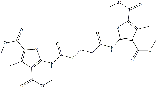 dimethyl 5-[[5-[[3,5-bis(methoxycarbonyl)-4-methylthiophen-2-yl]amino]-5-oxopentanoyl]amino]-3-methylthiophene-2,4-dicarboxylate Struktur