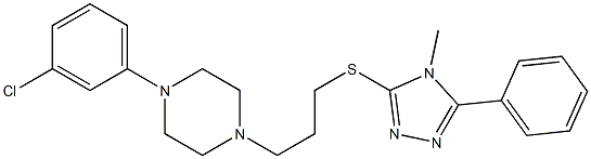 1-(3-chlorophenyl)-4-[3-[(4-methyl-5-phenyl-1,2,4-triazol-3-yl)sulfanyl]propyl]piperazine Struktur