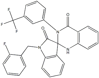 1'-[(2-fluorophenyl)methyl]-3-[3-(trifluoromethyl)phenyl]spiro[1H-quinazoline-2,3'-indole]-2',4-dione Struktur